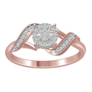 Eternal Bliss 1/5 cttw Round Natural Diamond Ladies Cluster Engagement Ring In 10k Two Tone Rose & White Gold (7)