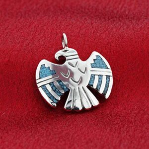 American Bald Eagle Natural Turquoise Gemstone .925 Sterling Silver Pendant for Women