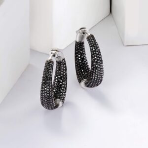 Ross-Simons 0.50 ct. t.w. Black Spinel Inside-Outside Hoop Earrings in Sterling Silver