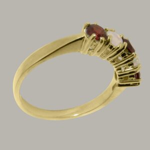 LetsBuyGold 14k Yellow Gold Natural Garnet & Opal Womens Eternity Ring - Size 10