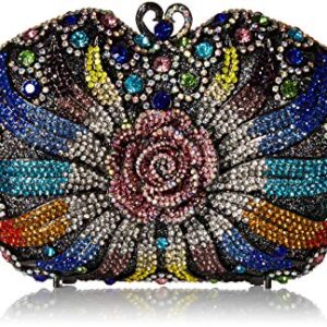 MOSSMON Formal 3D Flower Rhinestone Crystal Clutch Evening Wedding Bag For Women