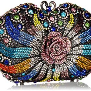 MOSSMON Formal 3D Flower Rhinestone Crystal Clutch Evening Wedding Bag For Women