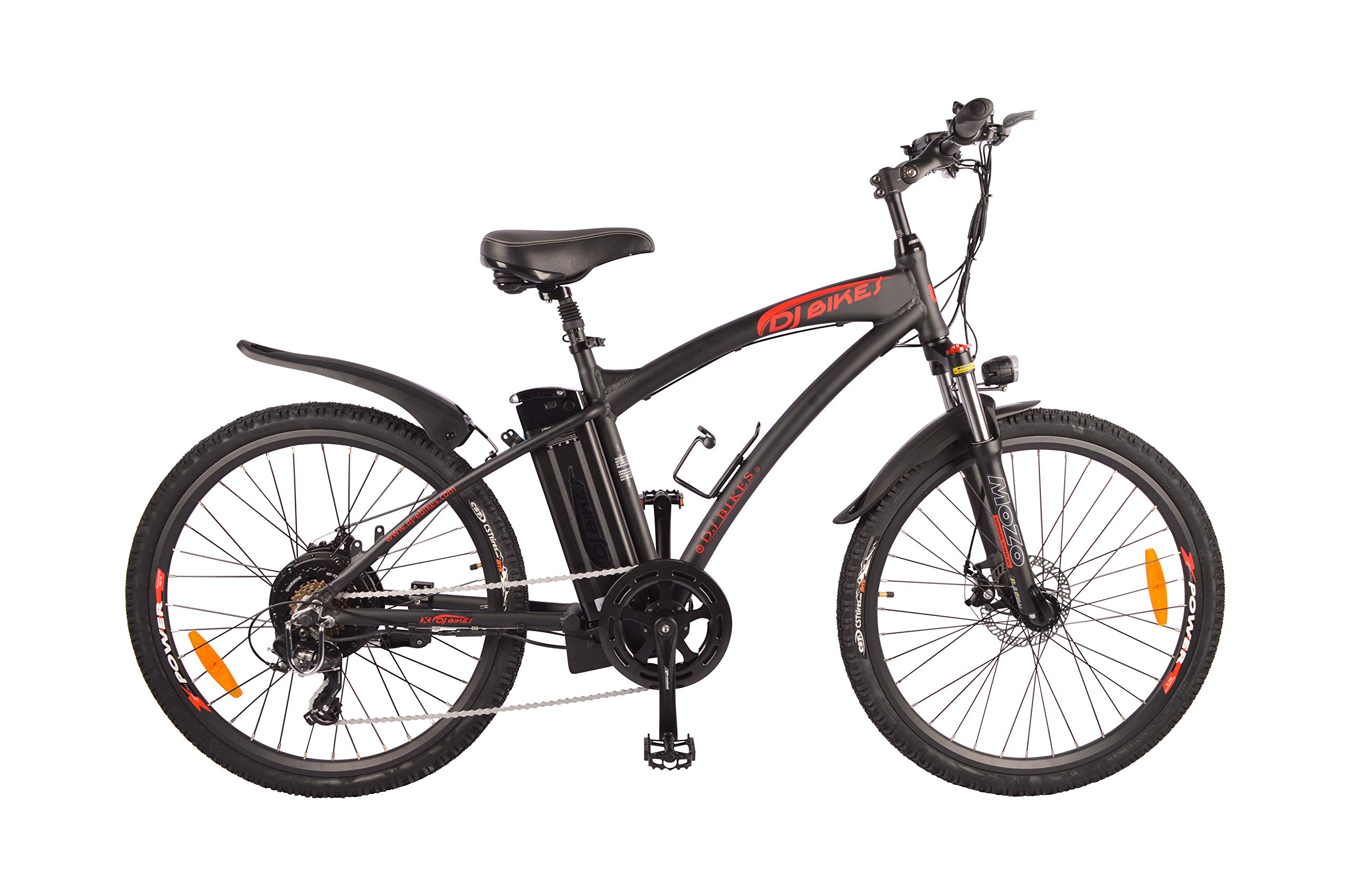 DJ Mountain Bike 750W 48V 13Ah Power Electric Bicycle, Matte Black, LED Bike Light, Fork Suspension and Shimano Gear