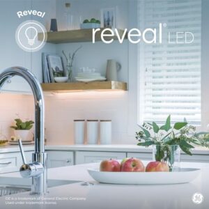 GE Reveal LED Light Bulbs, Candle Lights, 60 Watts, Clear Decorative B11 Bulbs, Small Base (8 Pack)