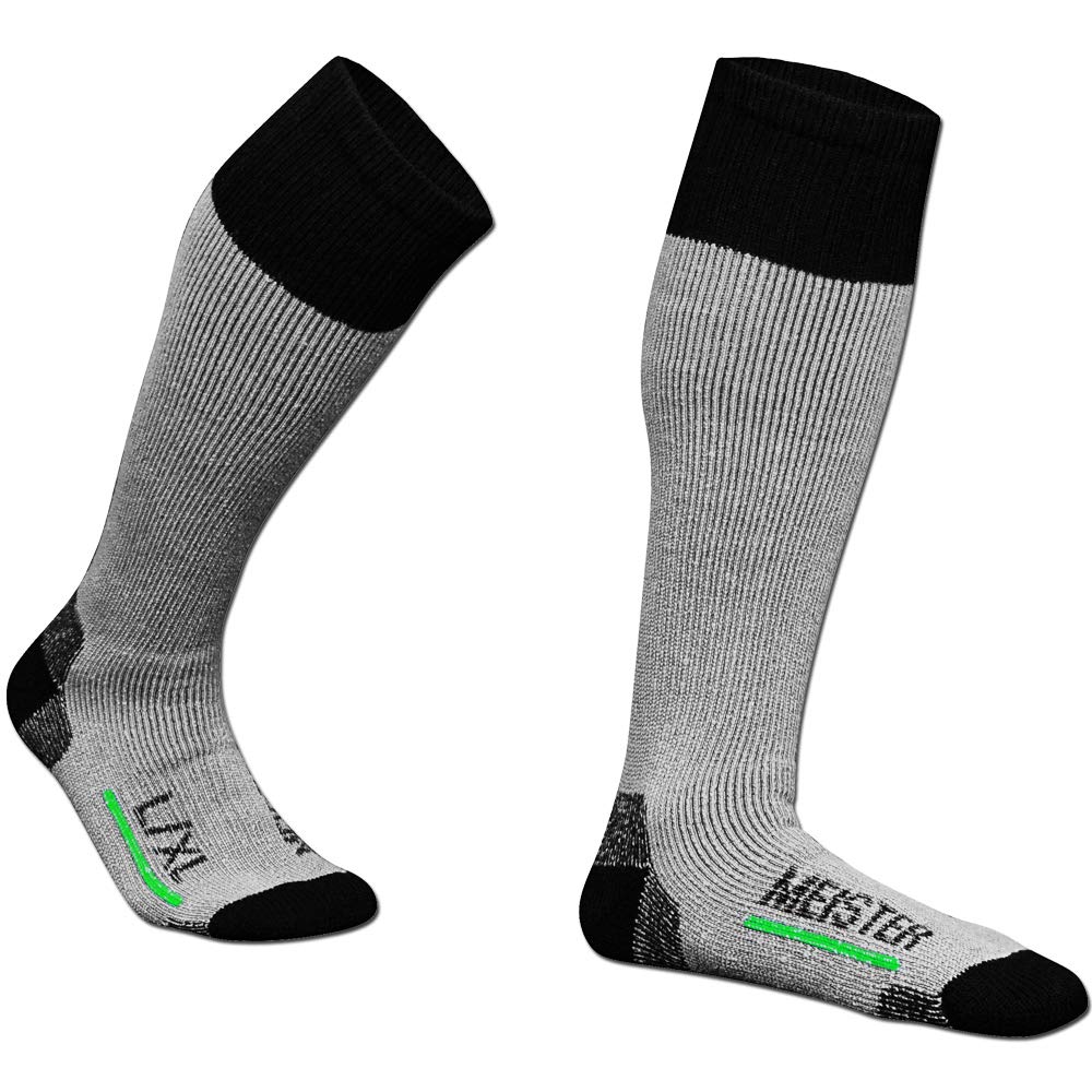 Meister Performance Wool Blend Over-The-Calf Socks - Warm, Dry & Comfortable - Heather Gray - Large/X-Large - 2 Pairs