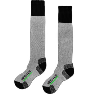 Meister Performance Wool Blend Over-The-Calf Socks - Warm, Dry & Comfortable - Heather Gray - Large/X-Large - 2 Pairs