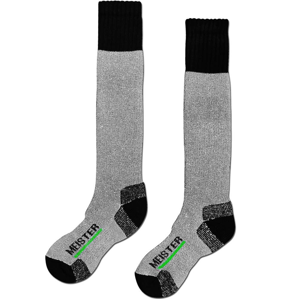 Meister Performance Wool Blend Over-The-Calf Socks - Warm, Dry & Comfortable - Heather Gray - Large/X-Large - 2 Pairs