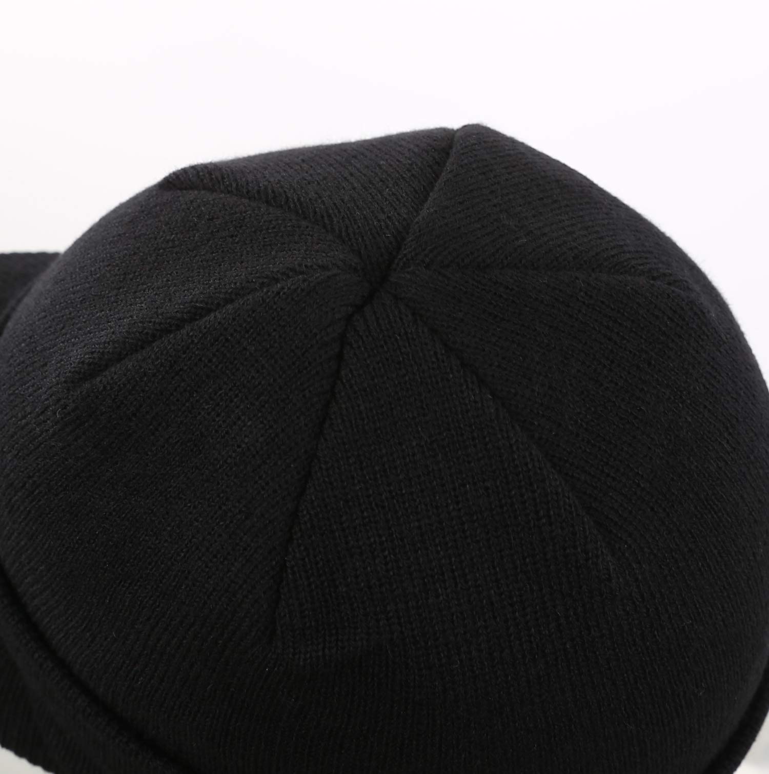 Home Prefer Men's Beanie Hat for Winter Knitted Hat with Bill Daily Beanie Cap Black