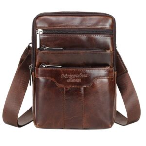 small leather sling shoulder bag messenger pack for men women travel business crossbody pouch phone wallet satchel pocket camping casual daypack