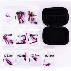 LLGLTEC Ear Stretching Kit 50 Pieces 14G-00G Ear Gauges Expander Set Acrylic Tapers and Plugs & Silicone Tunnels Body Piercing Jewelry Set(Purple)