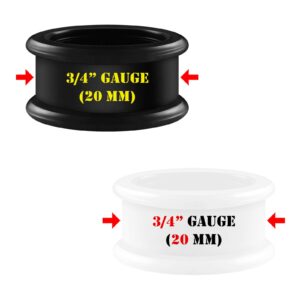 BIG GAUGES 2 Pairs Silicone 3 4 Inch 20mm Black White Double Flared Saddle Piercing Jewelry Ear flesh Tunnel Stretcher Lobe Plugs BG2896