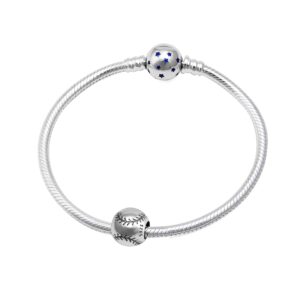 Love Ball Sports Charms 925 Sterling Silver Baseball Volleyball Beads Fits Pandora European Bracelet (Baseball)