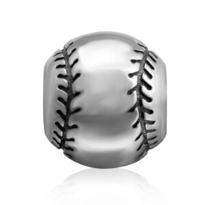 Love Ball Sports Charms 925 Sterling Silver Baseball Volleyball Beads Fits Pandora European Bracelet (Baseball)