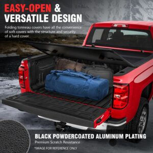 DNA MOTORING New Upgrade Truck Bed Top Hard Solid Tri-Fold Tonneau Cover Compatible with 04-14 Ford F-150 5.5Ft Bed, TTC-HARD-001