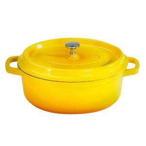 G.E.T. CA-009-Y/BK Heiss Energy-Efficient Cast Aluminum Dutch Oven, 3.5 Quart, Oval, Yellow