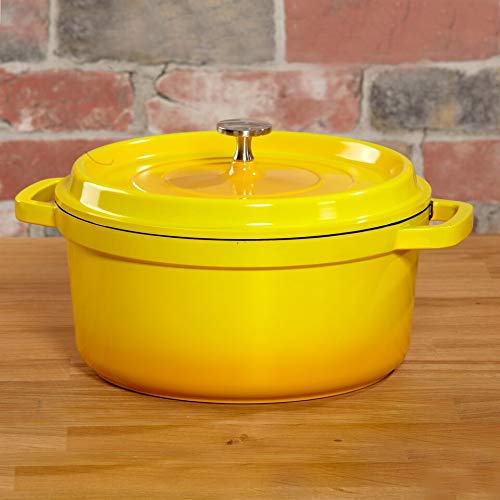 G.E.T. CA-009-Y/BK Heiss Energy-Efficient Cast Aluminum Dutch Oven, 3.5 Quart, Oval, Yellow