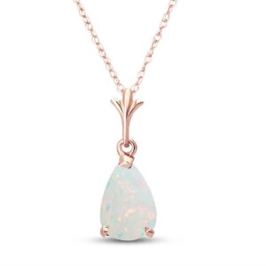 galaxy gold gg 14k 16" solid rose gold drop pendant necklace with pear shape 0.77 carat natural vibrant opal