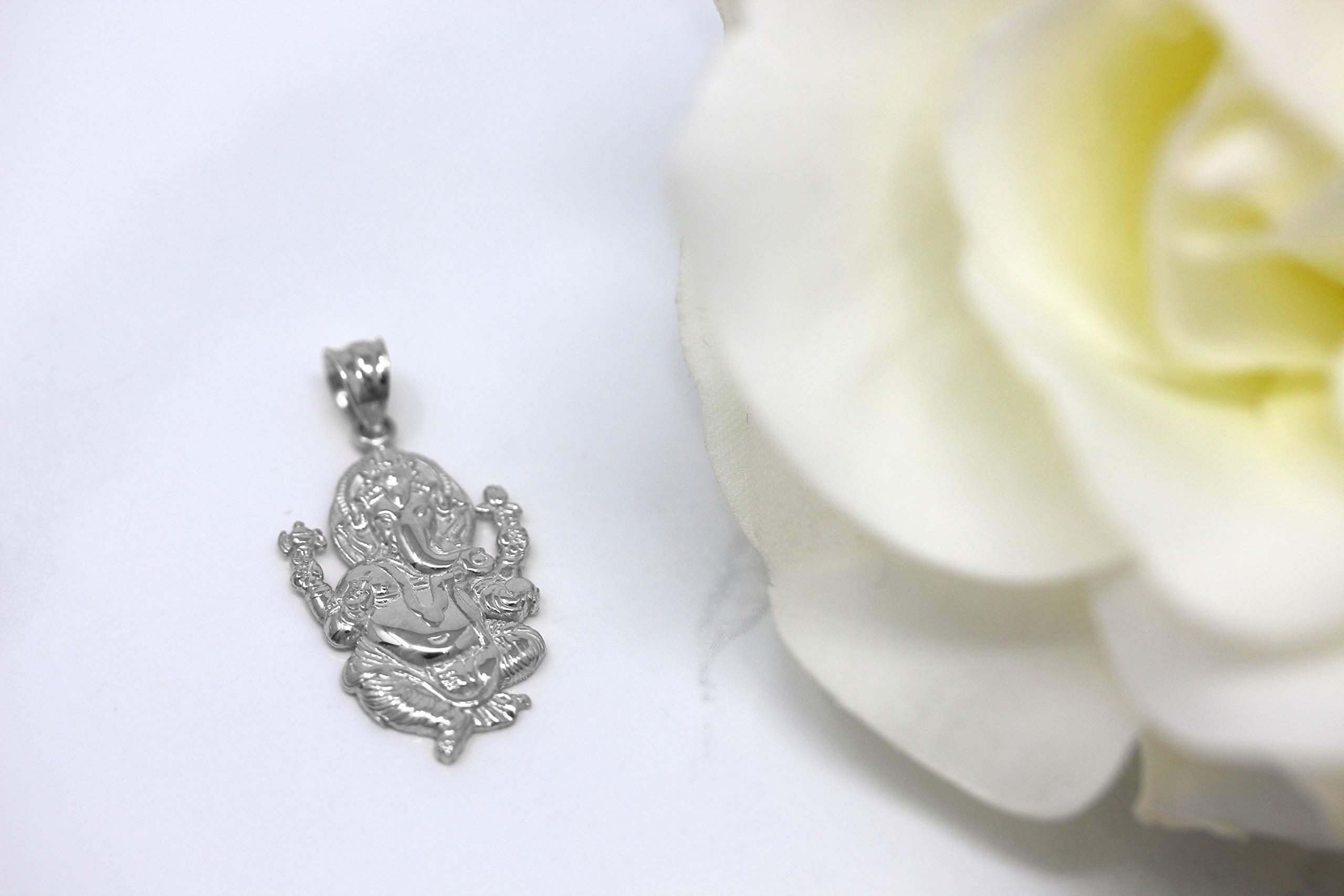 CaliRoseJewelry Sterling Silver Hindu Lord Ganesh Ganesha Elephant Hindu God of Fortune Charm Pendant