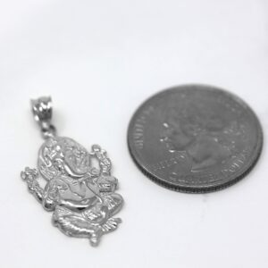 CaliRoseJewelry Sterling Silver Hindu Lord Ganesh Ganesha Elephant Hindu God of Fortune Charm Pendant Necklace, 16"