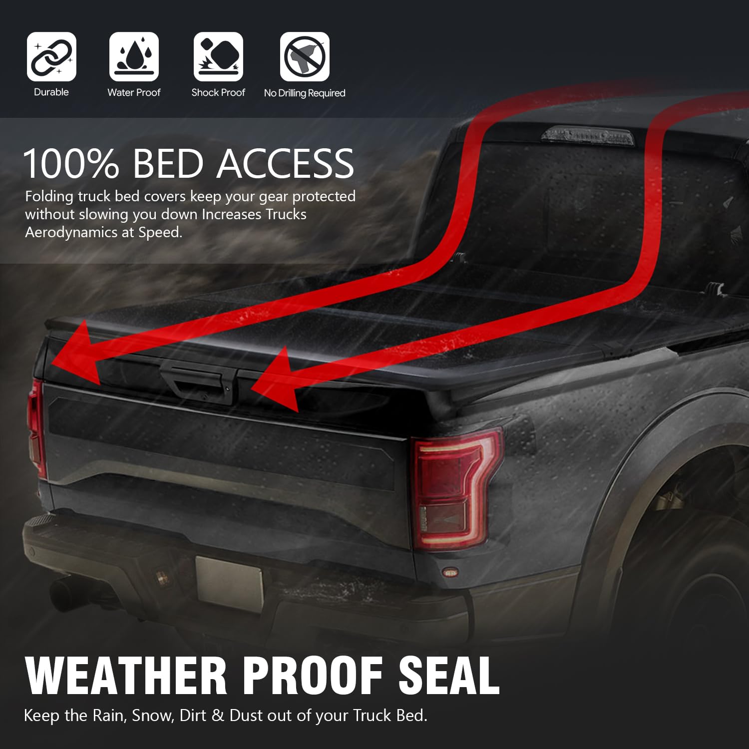 DNA MOTORING New Upgrade Truck Bed Top Hard Solid Tri-Fold Tonneau Cover Compatible with 09-18 Dodge Ram 1500/10-16 Dodge Ram 2500 3500 6.5Ft Beds, TTC-HARD-019