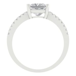 1.66 Ct Princess Cut Clear Simulated Diamond 14K White Gold Solitaire with Accents Engagement Anniversary Ring Size 6