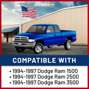 DashSkin Molded Dash Cover Compatible with 1997 Dodge Ram 1500/2500/3500 in Mist Grey - Easy Cracked Dashboard Fix - Made in America