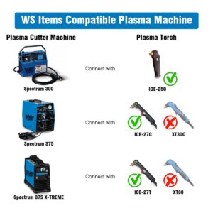 WeldingStop 176655 Electrode 176656 Tip for Miller Spectrum 375 X-treme Plasma Cutter ICE-25C ICE-27C Torch