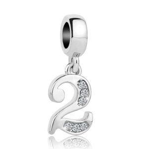 Cherris Lucky Number 0-9 Charms Dangle Crystal Charms Beads Snake Chain Bracelets (2)