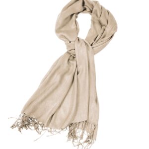 Sakkas Large Soft Silky Pashmina Shawl Wrap Scarf in Solid Colors - Clay