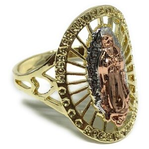 Fran & Co. Gold Plated Women's Tri-Color Virgin Mary Ring Virgen de Guadalupe Anillo (6)