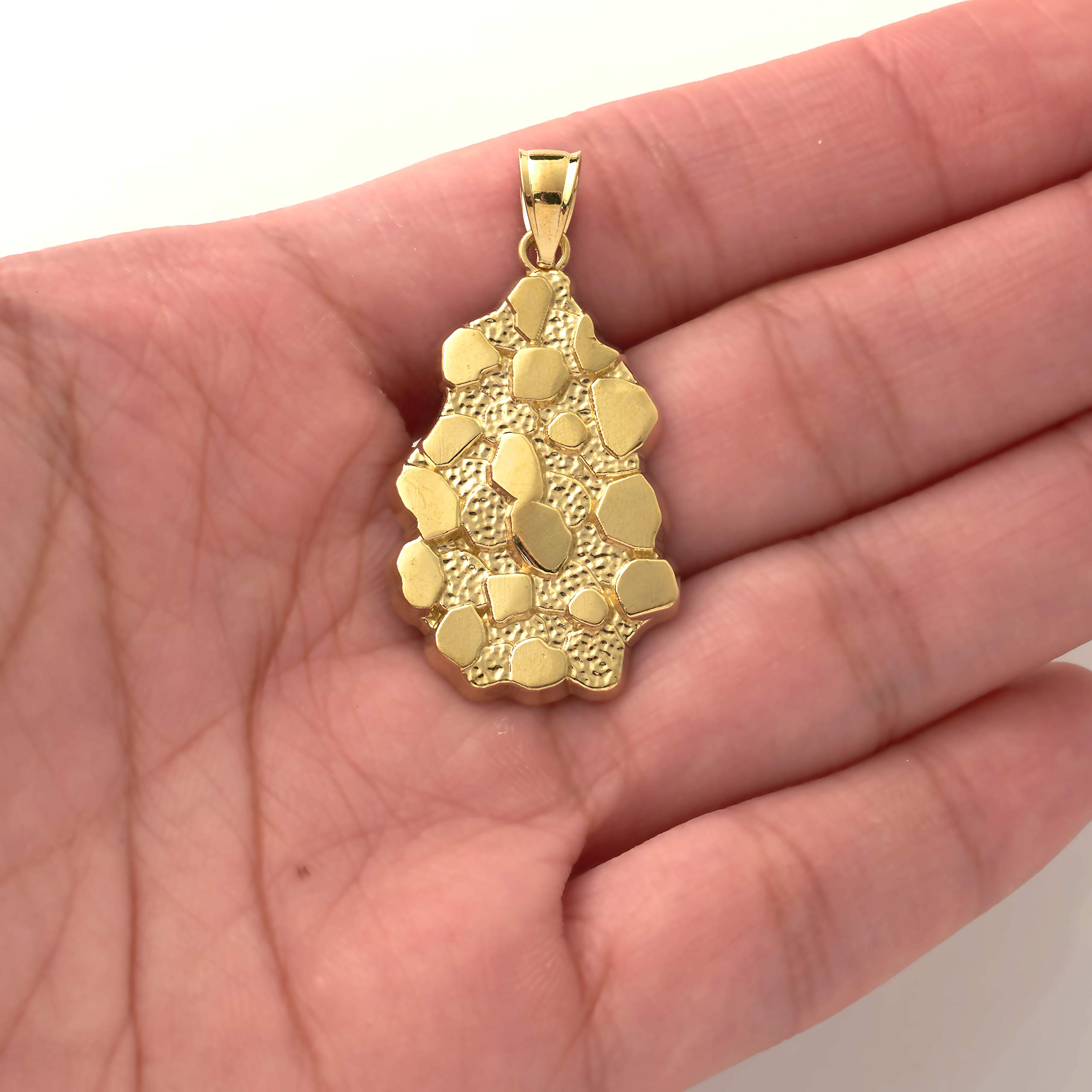 LoveBling 10K Yellow Gold Nugget Charm Pendant (1.60" x 0.77")