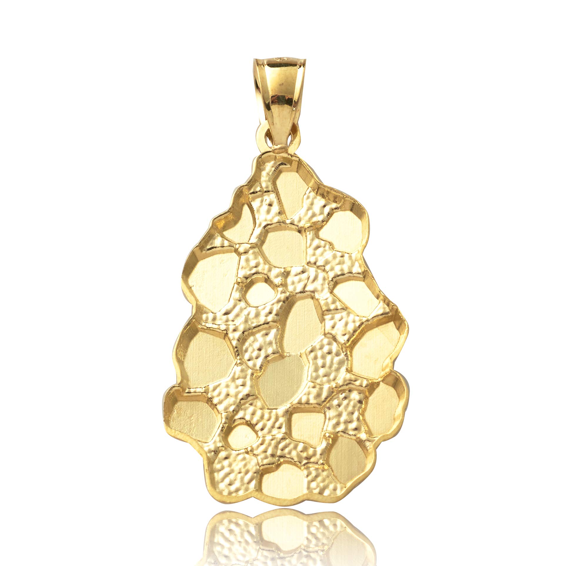 LoveBling 10K Yellow Gold Nugget Charm Pendant (1.60" x 0.77")