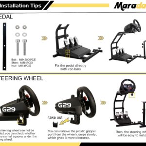 Marada Compact Racing Steering Wheel Stand with V2 Simulator Support Fits for Logitech/Thrustmaster/PXN G27 G29 G920 G923 T248 T300RS GT R5 Sim Stand Without Wheel, Pedal (Only Stand)