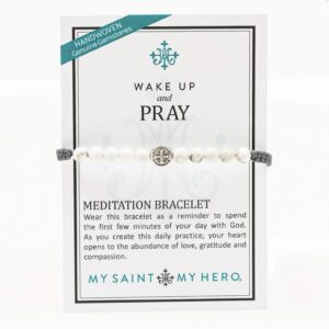 My Saint My Hero Wake Up and Pray Meditation Bracelet - White Howlite