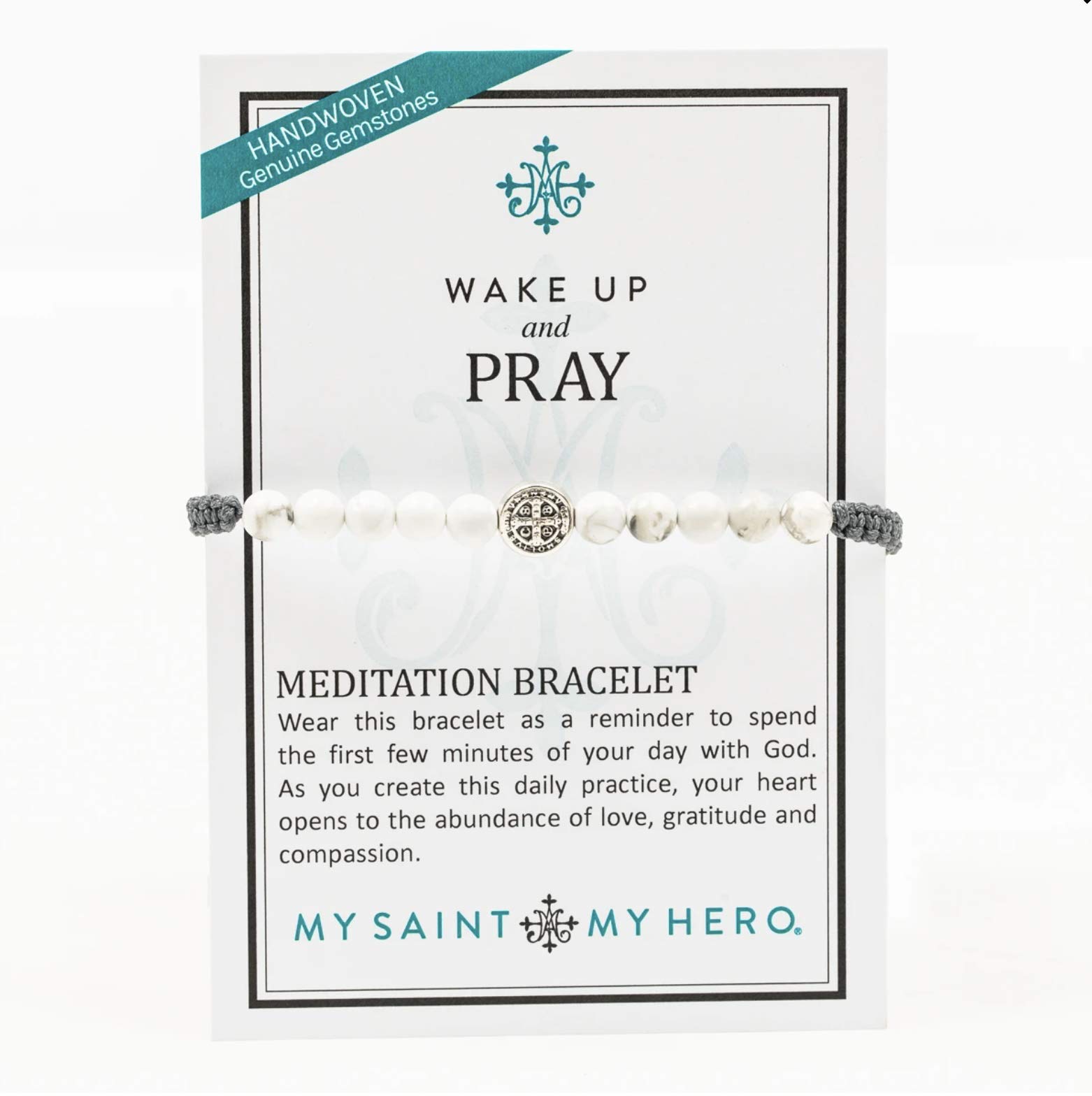 My Saint My Hero Wake Up and Pray Meditation Bracelet - White Howlite