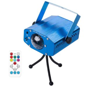 leaden party laser lights, 7 colors led stage party light projector, strobe water ripples lighting for parties room show birthday( party wedding dance lighting with remote control(blue)