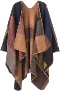 lacavocor women's warm shawl wrap cape winter sweaters open front poncho, a1-khaki