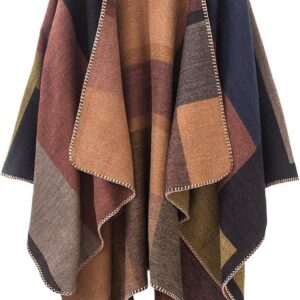 Lacavocor Women's Warm Shawl Wrap Cape Winter Sweaters Open Front Poncho, A1-khaki