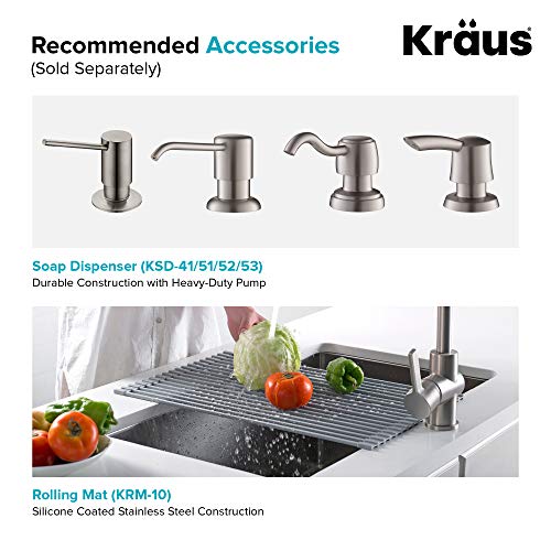 Kraus KHU103-32 Standart PRO 32 inch 16 Gauge Undermount 60/40 Stainless Steel Set (8 Item Bundle: Sink, Bottom Grid Assembly, Drain Cap x2, Kitchen Towel), 32, 50/40 Double Bowl, Silver