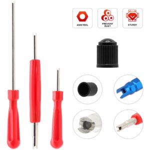 Valve Stem Removal Tool - 20Pcs Valve Cores, 10Pcs Tire Valve Caps, 4-Way Valve Tool, Valve Core Remover Tool by ZHSMS