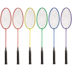 champion sports tempered steel badminton rackets with steel coated strings set of 6