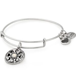 Alex and Ani Path of Symbols Expandable Bangle for Women, Lunar Phase Charm, Rafaelian Silver Finish, 2 to 3.5 in