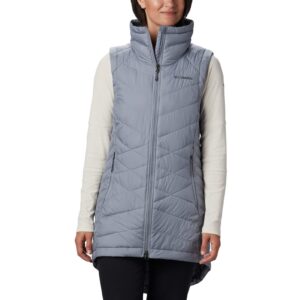 columbia women's heavenly long vest, trade winds grey, small