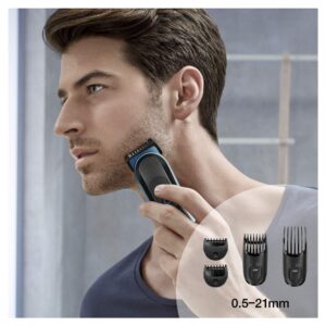 Braun Hair Clippers for Men, 9-in-1 Beard, Ear & Nose Trimmer, Body Grooming Kit, Cordless & Rechargeable with Gillette ProGlide Razor, Black/Blue, 9 Piece Set