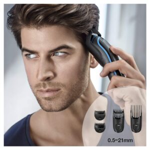 Braun Hair Clippers for Men, 9-in-1 Beard, Ear & Nose Trimmer, Body Grooming Kit, Cordless & Rechargeable with Gillette ProGlide Razor, Black/Blue, 9 Piece Set