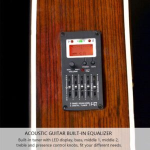 5 Band Guitar Equalizer, F-5T EQ Equalizer Pickup Tuner for Acoustic Guitar Musical Instrument