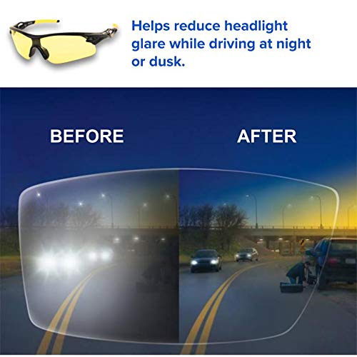 iLumen8 HD Night Driving Glasses- Anti Glare Polarized Night Vision Reduce Eye Strain Men Women (High Definition) Amber Yellow