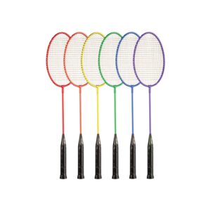 champion sports all steel shaft and frame badminton racket - set of six colors