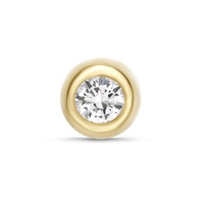 Lavari Jewelers 16 Gauge Labret Monroe Style Stud Ball Lip Ring in 14k Yellow Gold with 3 mm Cubic Zirconia