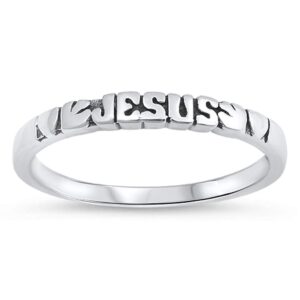 Oxidized Jesus Dove Heart Stacking Ring New .925 Sterling Silver Band Size 9